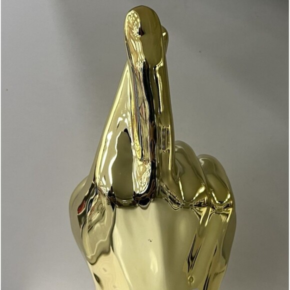 Ceramic FINGERS CROSSED Statue Decorative Figurine Gold Good Luck Home Decor - Picture 4 of 10